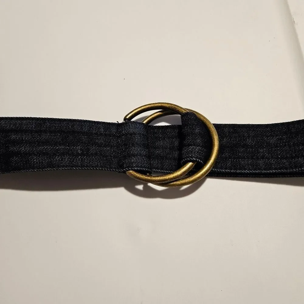 Casual Western Blue Denmin Belt with Gold Buckle Waist 38
